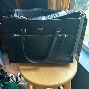 DKNY Black Leather Tote Bag